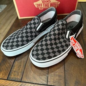SOLD Vans Slip-On Checkerboard Sneakers in Black and Gray